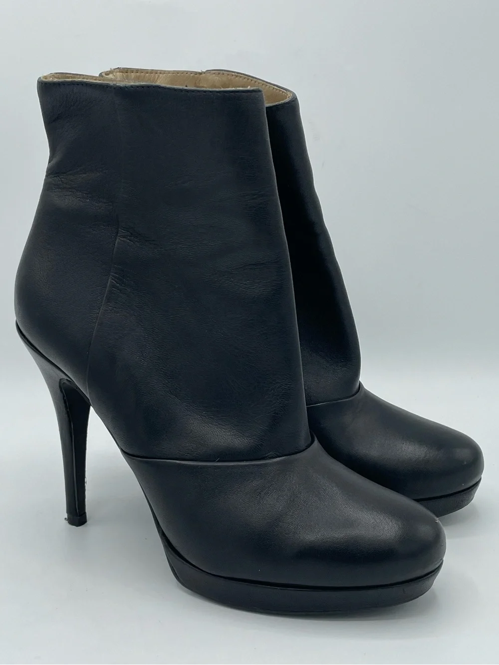AllSaints Black Leather Platform Stiletto Ankle Boots